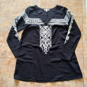 Abercrombie & Fitch Embroidered Long Sleeve Tunic Dress, size Large